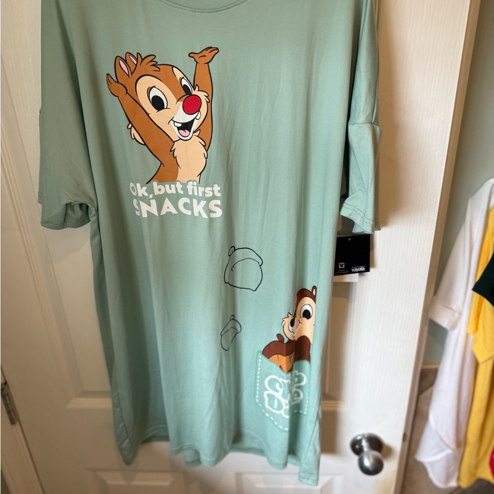 Disney Green Chipmunk Short Sleeve oversized Tee or pj dress